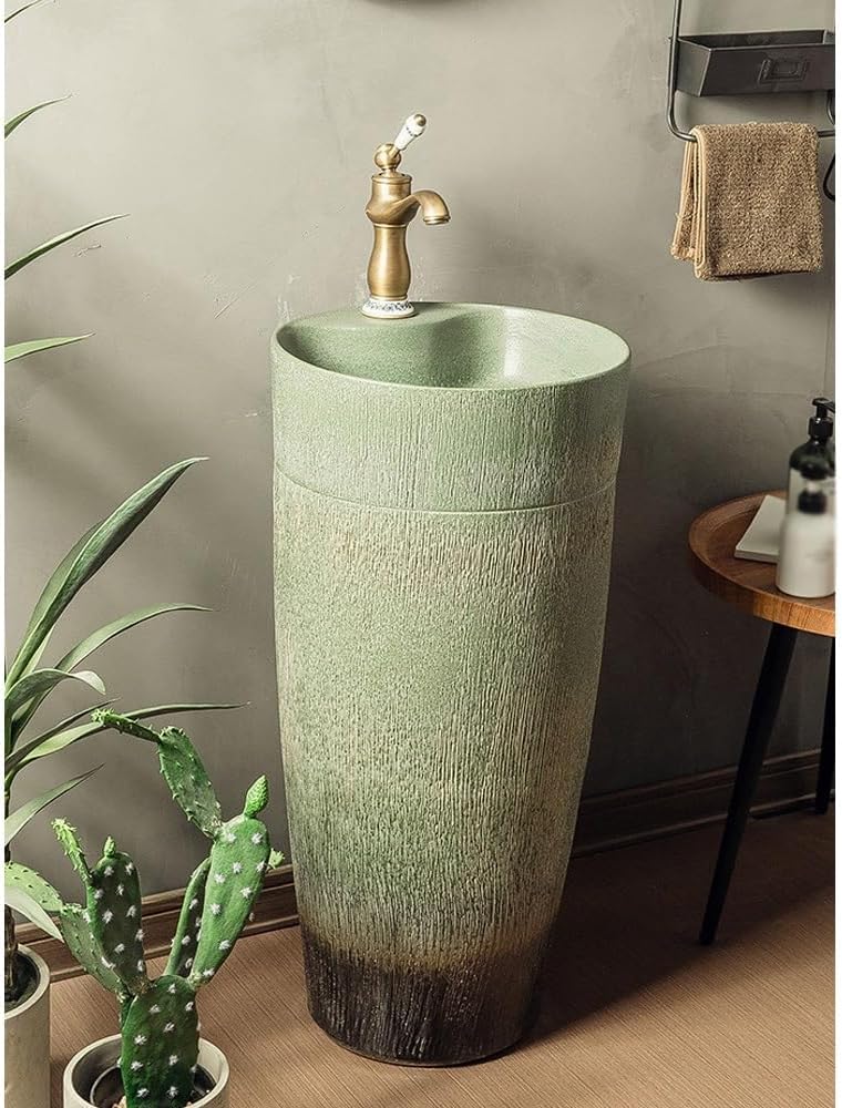 Bathroom Countertop Vessel Sink Outdoor Garden Column Sink, Home Bathroom Pedestal Sink Vanity