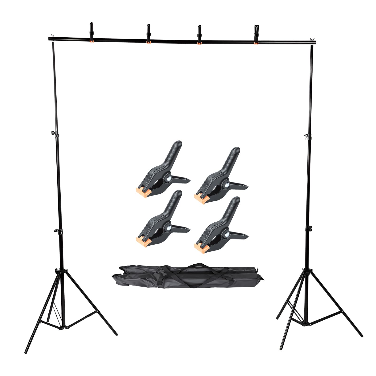 UTEBIT - Soporte para telón de fondo (200 x 150 cm, soporte de fondo, trípode ajustable con 4 pinzas de resorte de transporte para estudio de vídeo, fiesta, fotografía, retrato, boda