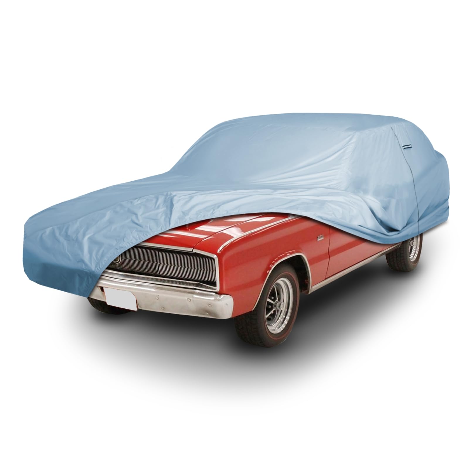 iCarCover Fits [1966-1972 Dodge Charger] Premium Custom Car Cover Waterproof All Weather Resistant Outdoor Indoor Sun Snow Storm UV Protection Form-Fit Padded Cover with Straps Sky Gray 34. Dodge Charger 1966-1972