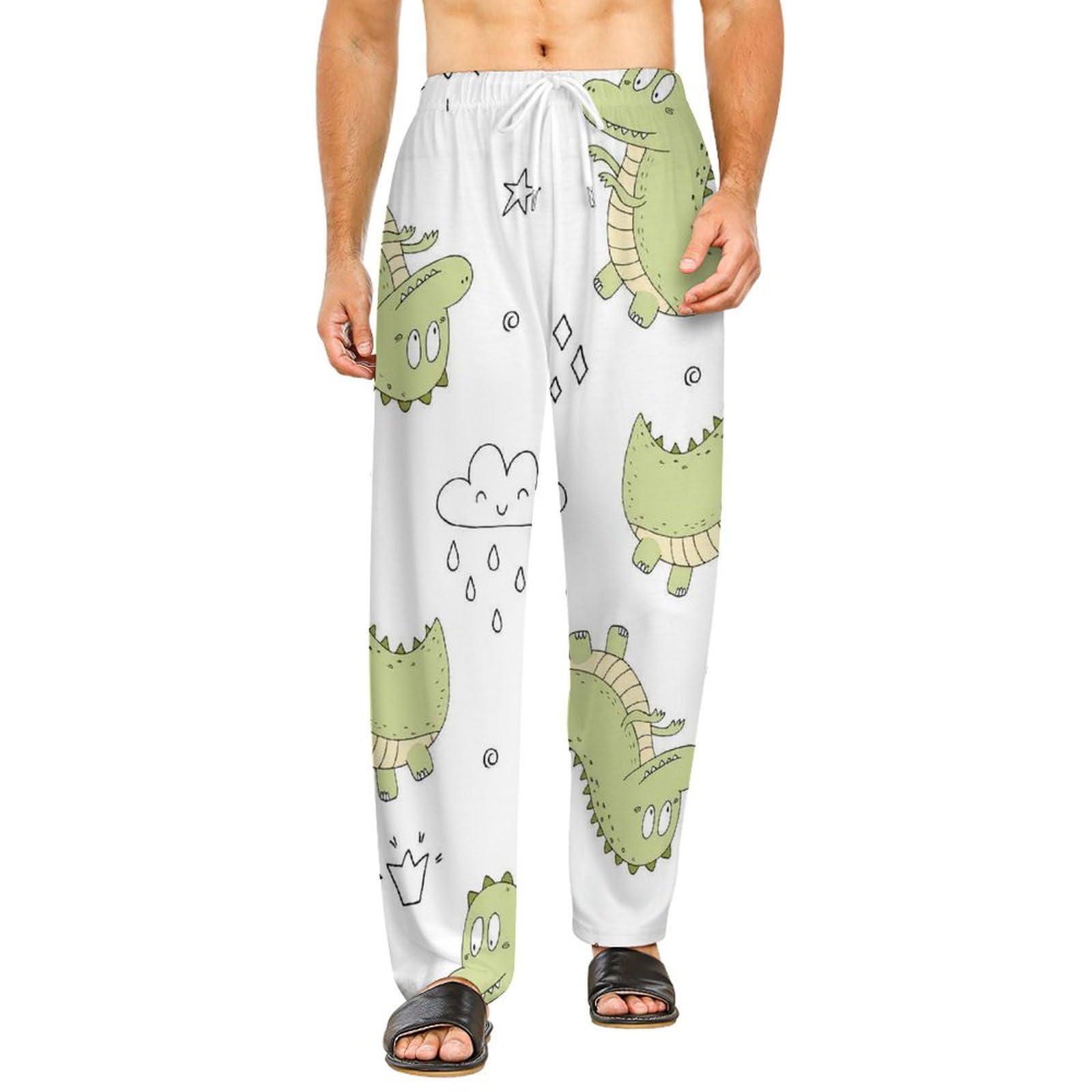 Vêtements de nuit cartoon dinosaur coupe longue fluide et poches intégrées - 7