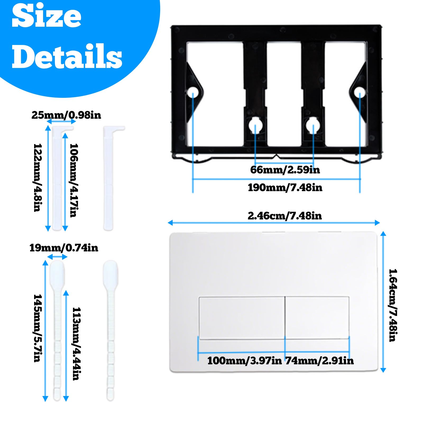 Placca Di Comando WC, Compatibile Con Geberit Sigma 01, 20, 30, 50, UP320 e 300, Pannello Frontale Per Cassetta WC Incasso, Doppio Scarico Con 2 Quantità Di Lavaggio,Bianco