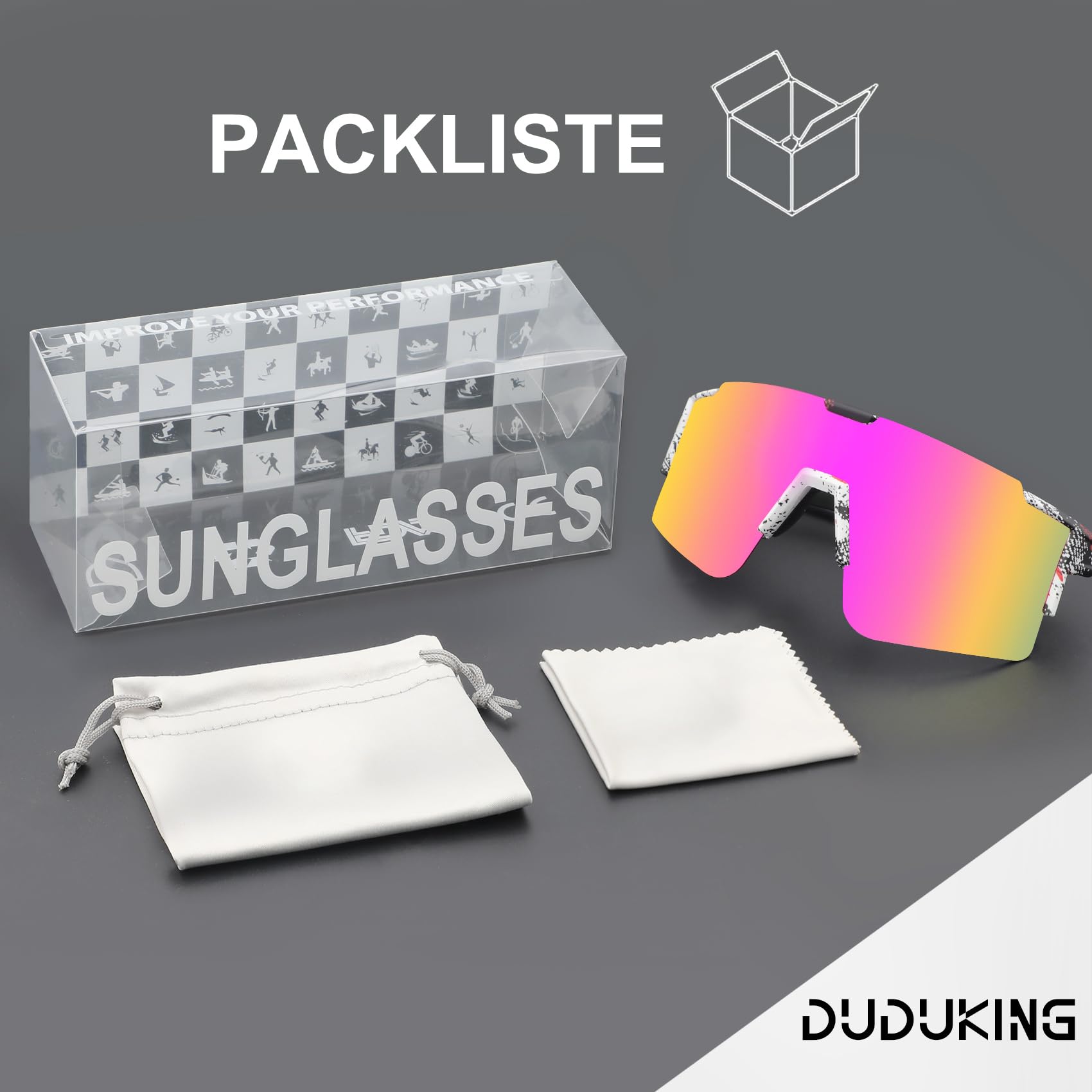 DUDUKING Gafas de sol deportivas para hombre y mujer, con impresión de transferencia de agua, para deportes al aire libre, ciclismo, correr, para running, golf, protección UV 400, gafas de béisbol