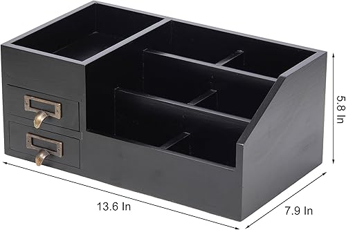 Miniatura 6 de Organizador de escritorio de madera rústica envejecida para oficina, estante de madera, organizador de mesa para el hogar, almacenamiento con