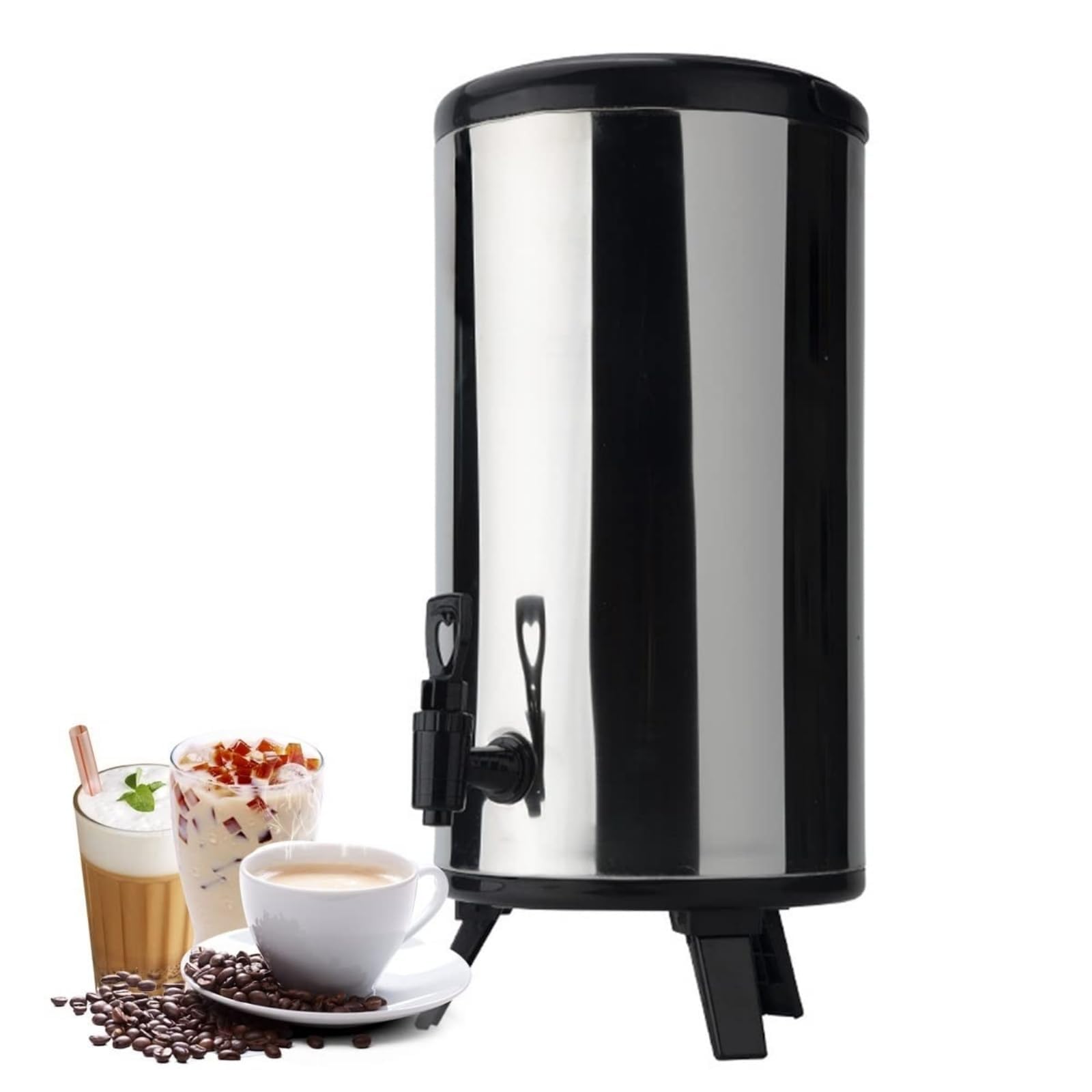 Distributore di bevande isolato in acciaio inox da 12 litri con rubinetto in resina, per caffè, tè, acqua, latte, zuppe e cioccolata calda