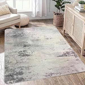 ASIinnsy Area Rugs Abstract Rug Modern Rugs Living Room Soft Short Pile Large Rug for Living Room Bedroom Dining Room Home Decor Non-Slip Floor Carpet Mat Cream (Grey/Multi, 120 x 160 cm)