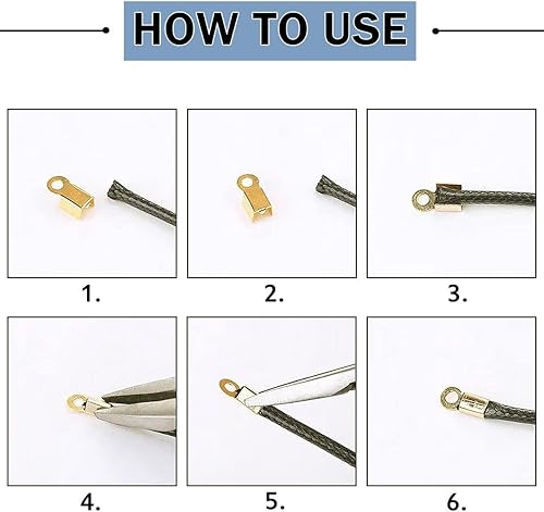 Miniatura 7 de 1000 piezas de puntas de cordón plegables de concha para manualidades, pulseras, collares, manualidades, joyería (platino)