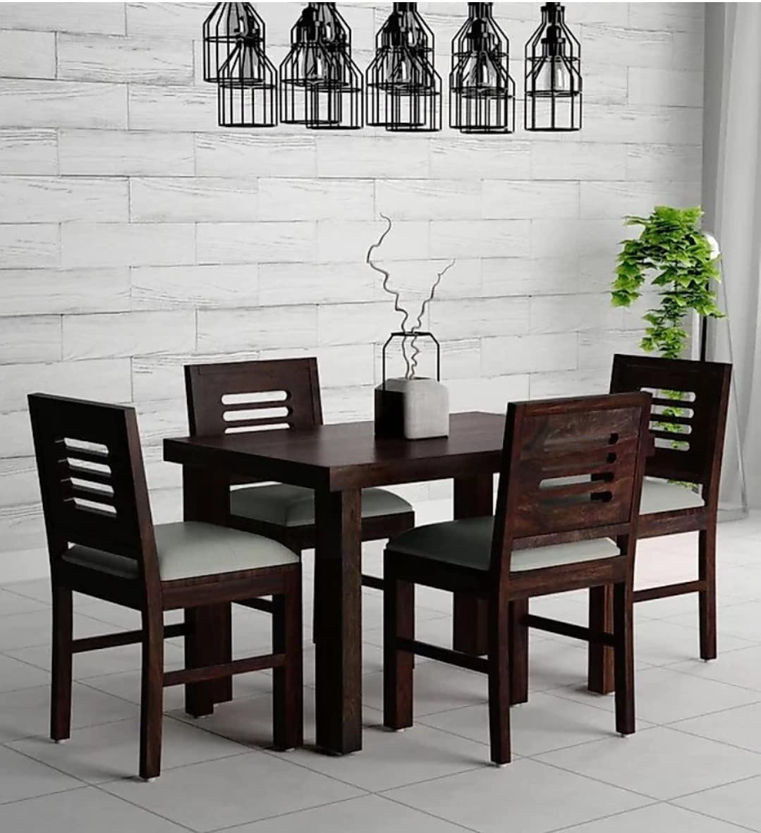 THE WOODEN CITY Solid Sheesham Wood Dining Table 4 Seater with Chairs Set | 4 Seater Dining Table Wooden | Dining Table Set |Modern Dining Room Set (4 Seater, Walnut1) (B0CZJ8R888) Amazon Price History, Amazon Price Tracker