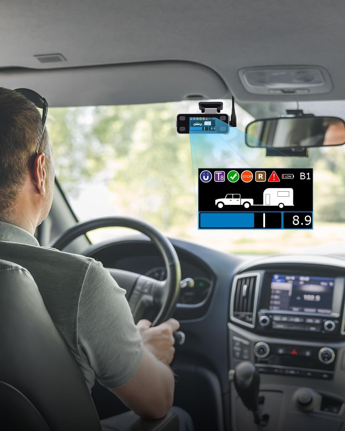 Trailer Brake Controller, Brake Controller Kit, Electric Brake Controller for Trailers with 1-4 Axles, Color LCD Screen, Split Design