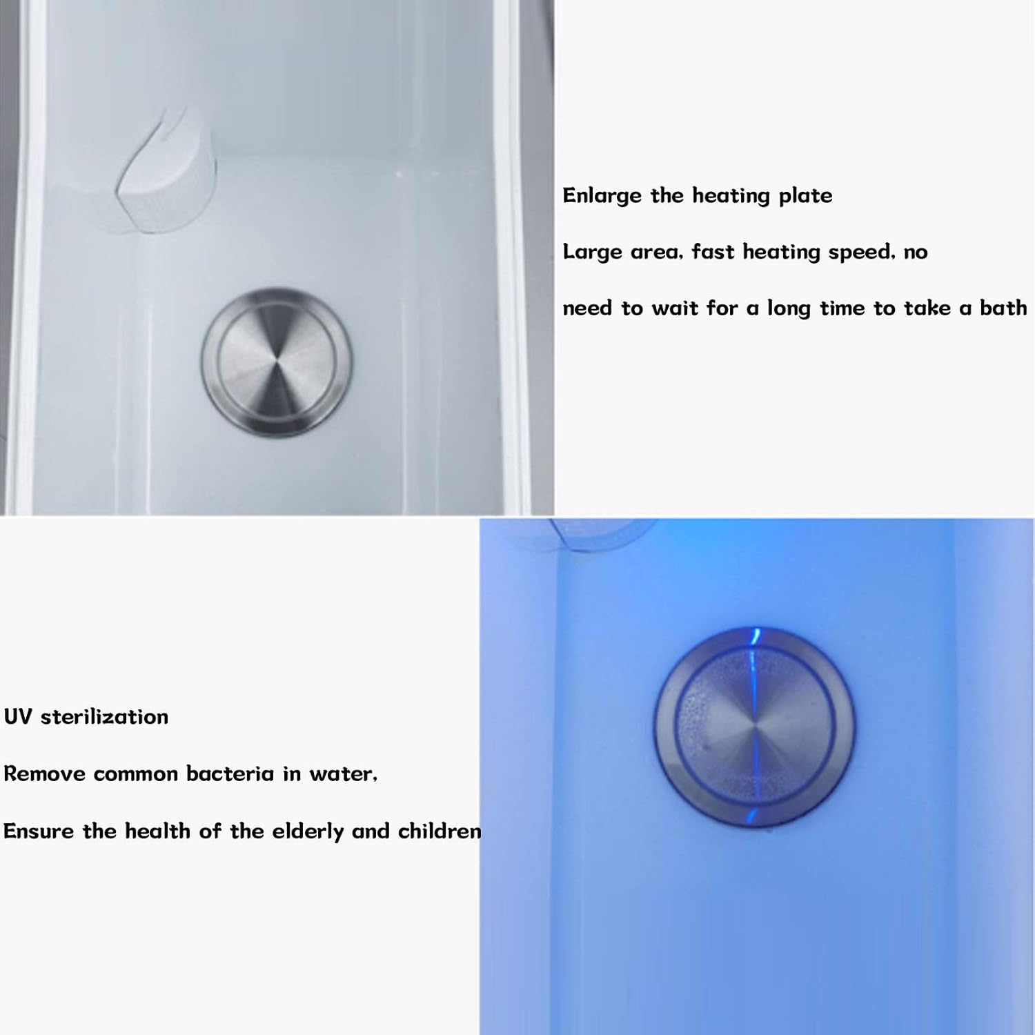 Camping Shower Stainless Steel Shower Machine Shower Filter Design 100L Large capacity/2000w/50℃ Stainless Steel Liner for Home and Outdoor (100 Power) ()