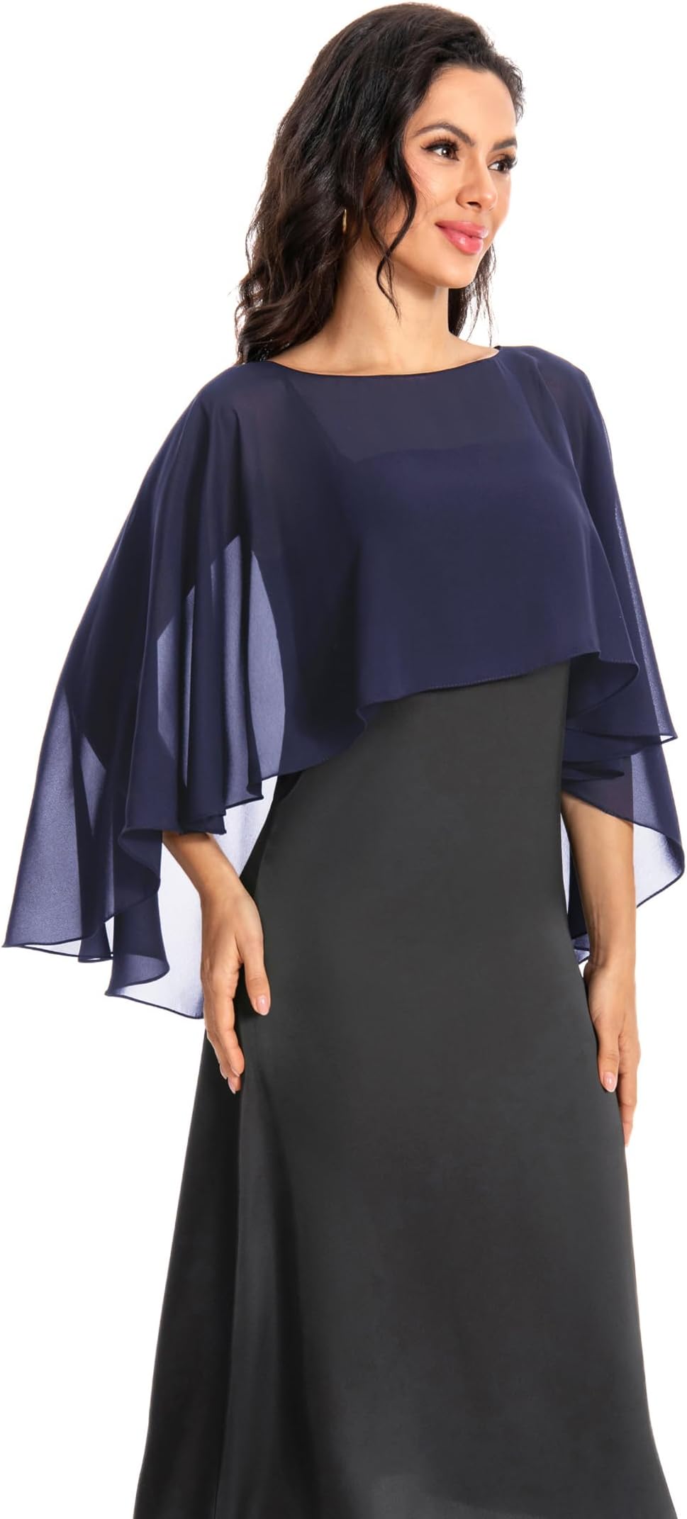 Women's Capelet Shawls and Wraps for Evening Dresses Soft Bridesmaid Shawl Chiffon Cape Wedding Cover Up