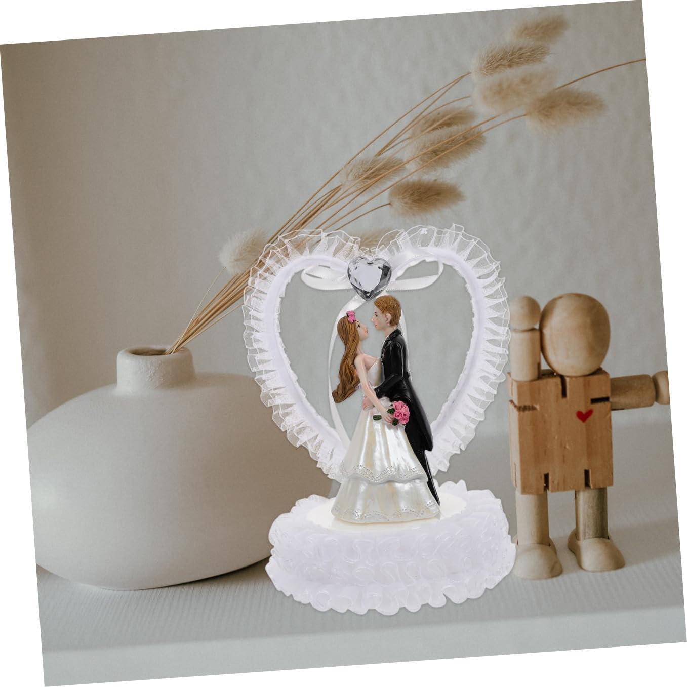 ABOOFAN 2 STK Schmuck für Braut und Bräutigam Kostüm Brautpaar Puppe Brautgeschenke Kuchen Figuren hochzeitsfigur hochzeitsdekoration Hochzeitspaar schmücken Valentinstag Harz Weiß