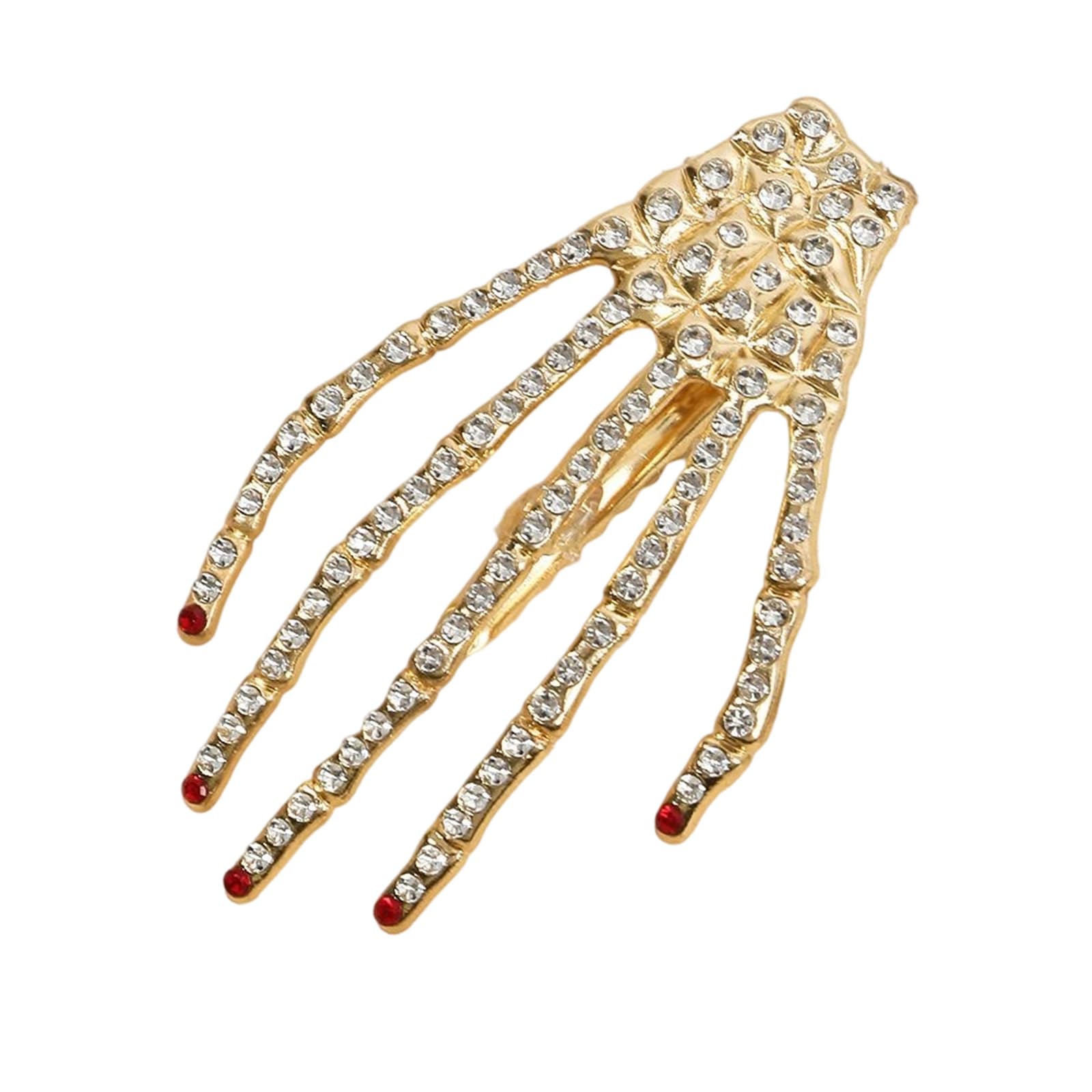 MICFENY Metal Hairpin Featuring Rhinestones Skeleton Hand Shape Hair Decoration For Halloween