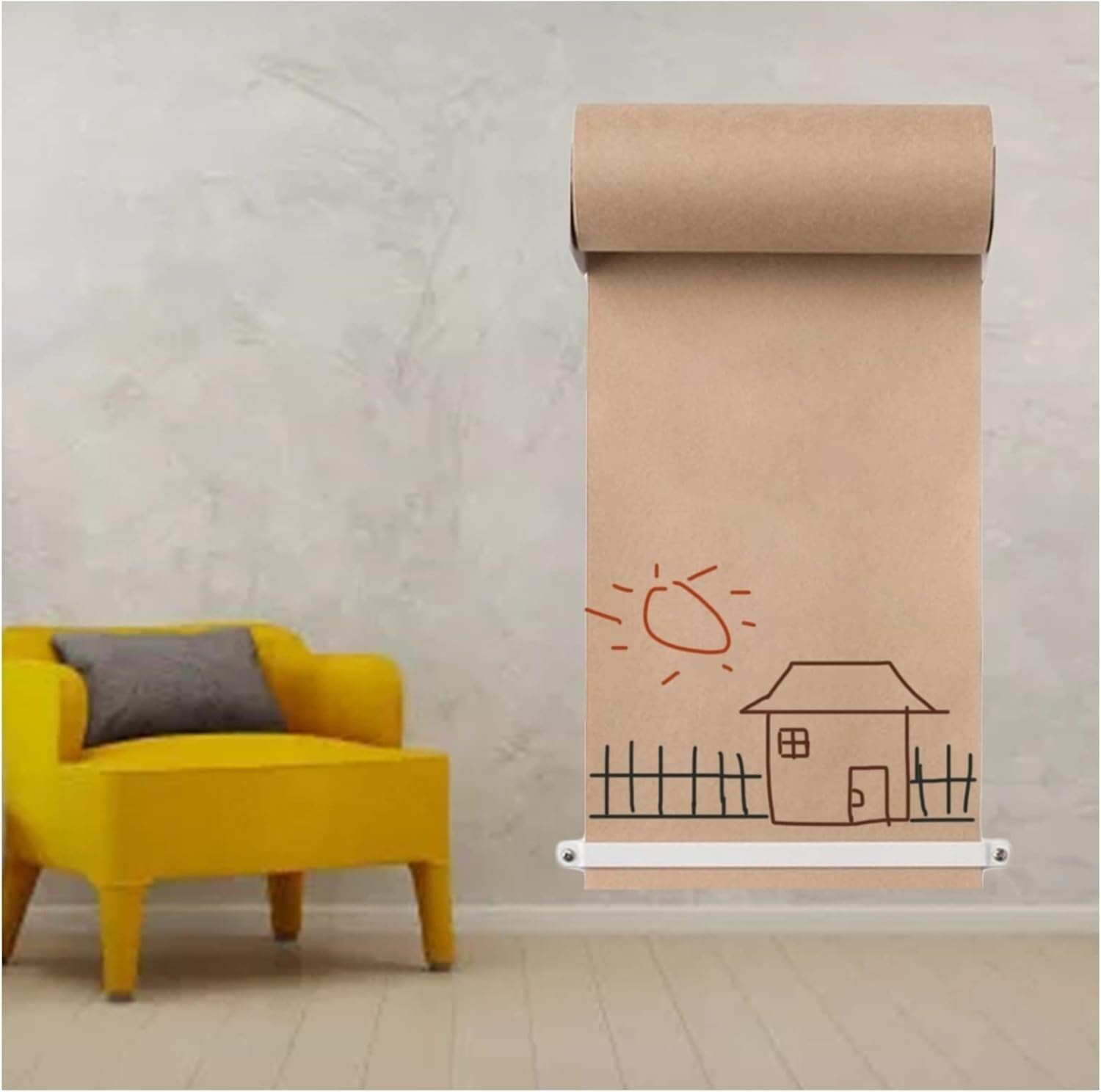 HTTGDGDH Bulletin Board Paper Kraft Paper Roll Dispenser And Cutter, With 50M Long Paper Roll, Kraft Paper Holder For To-Do Lists, Drawing Board For Craft Poster Art Paper Roll Ch,