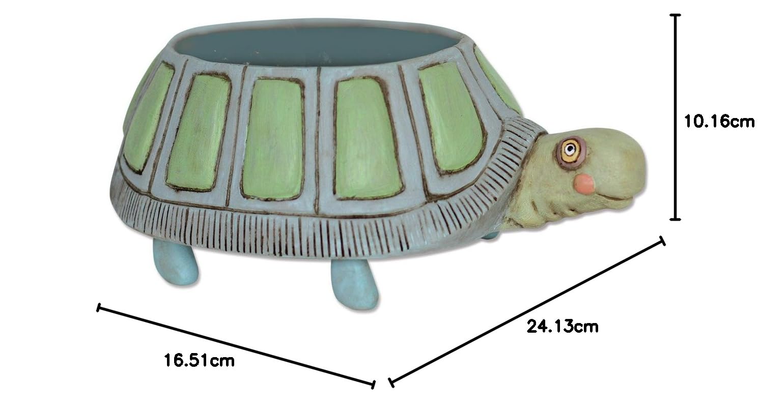 Allen Designs Pflanzgefäß 'Myrtle Turtle' (Schildkröte) – Handgefertigt Aus Kunstharz, Mit Drainageloch | 10,2 X 24,1 X 15,9 Cm