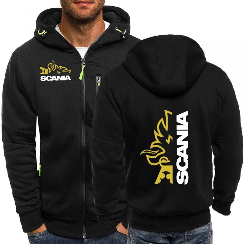 BYXLMS Mens Zipper Pullover for SCANIA Hoody Hooded Tops Hoodie Hooded Sweatshirts with Pocket-Black B||XXL