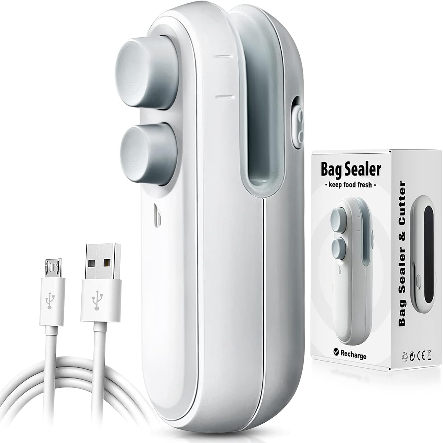 TYHJOY Mini Bag Sealer, 2 in 1 Chip Bag Sealer For Snacks, Rechargeable