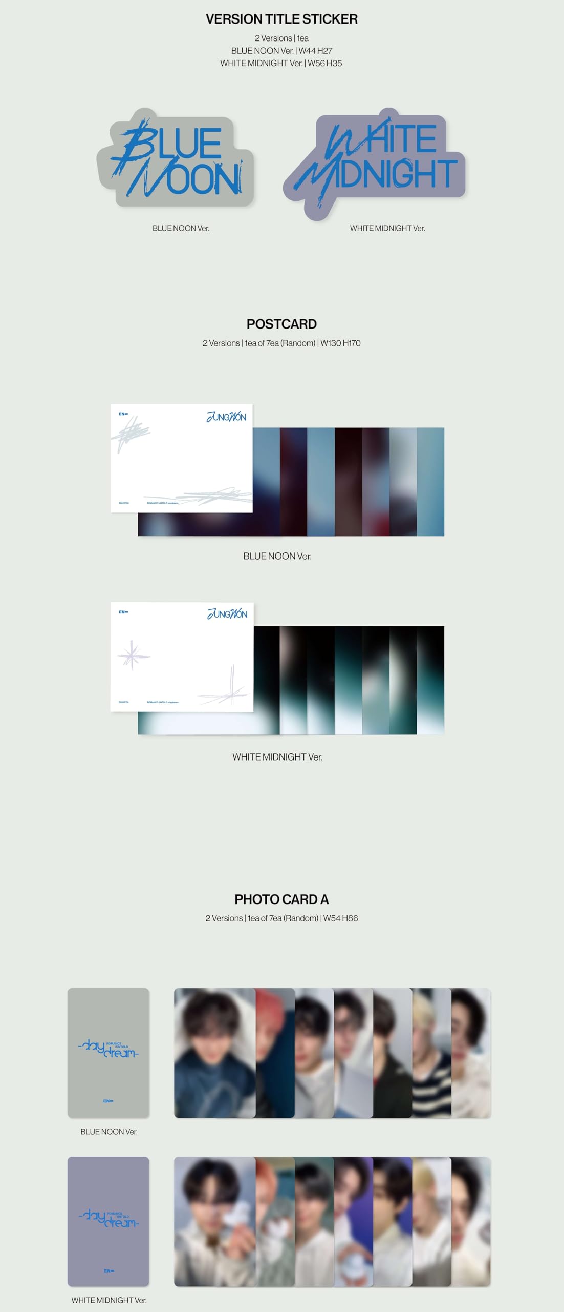 ROMANCE: UNTOLD -daydream- ENHYPEN Album [BLUE NOON+WHITE MIDNIGHT 2 Repackage ver. Set]+Pre Order Benefits+BolsVos K-POP Inspired Freebies