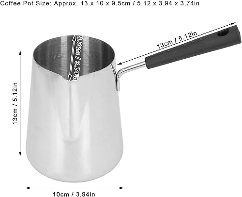 Miniatura 7 de Olla de café turco, calentador de mantequilla brillante, olla de café griego, olla de chocolate caliente de acero inoxidable, calentador de leche