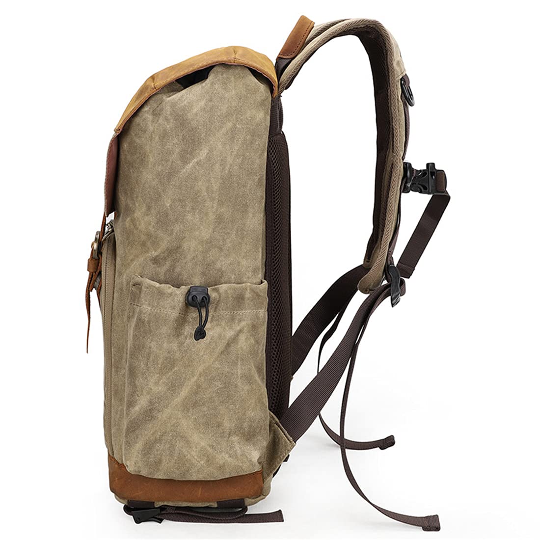 Borsa per Fotocamera, Custodia per Fotocamera DSLR Borsa per Fotocamera Resistente all'Acqua con Portafoglio E Compartimento per Laptop Compatibile, per Uomini E Donne,Cachi