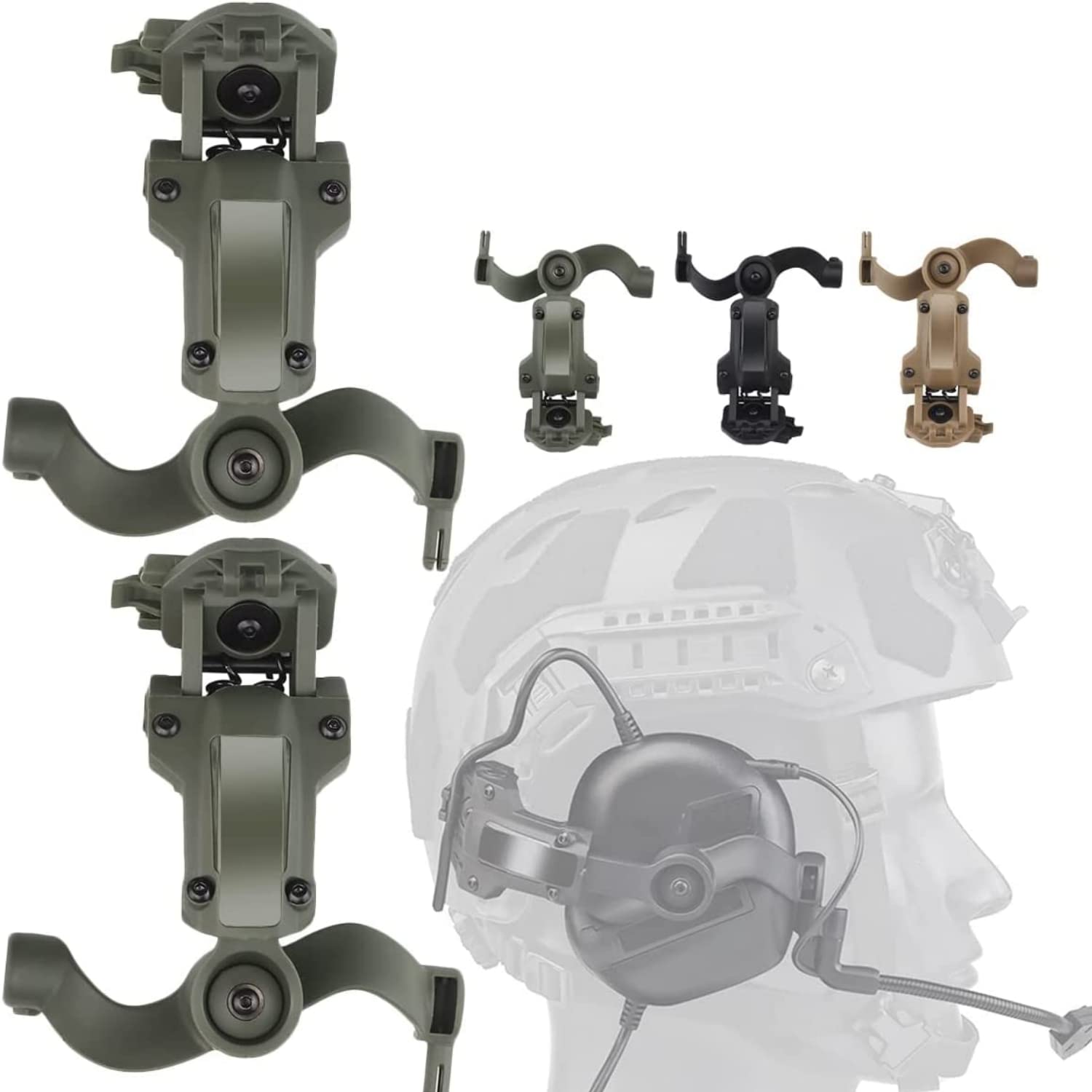 Zhongren Casque Rapide Arc Rail Adapter Tactique Pickup Headset Suspension Casque Support Multi-Angle Rotation pour Ops Core Arc & Team Wendym-Lok Rail, Support pour Casque de Chasse