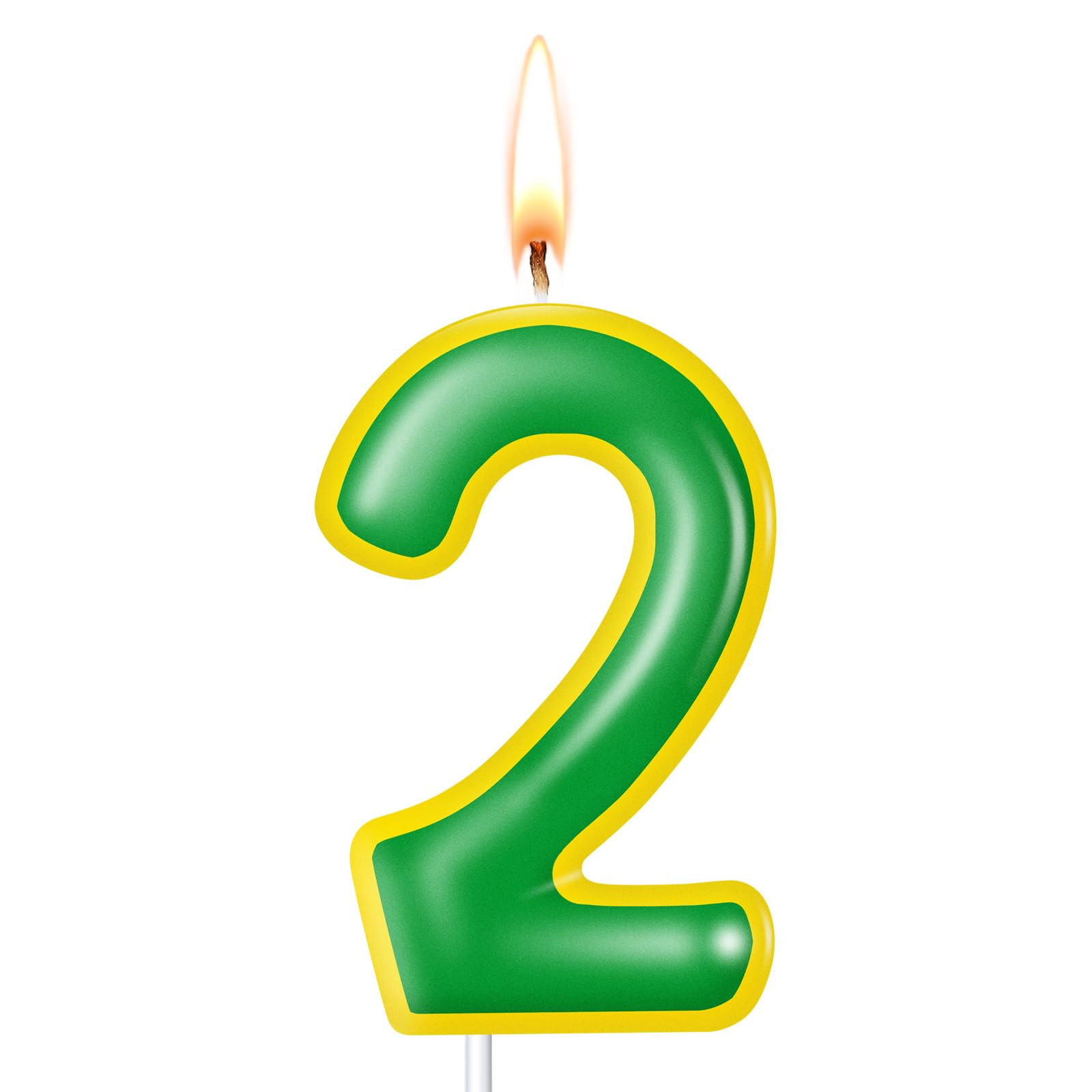 Photo 1 of Lounsweer Street Party Decorations Birthday Candle Number 2 Birthday Cake Decoration for Friend Yellow and Green Cake Topper Friends Themed Supplies Number Candles for Boy Girl