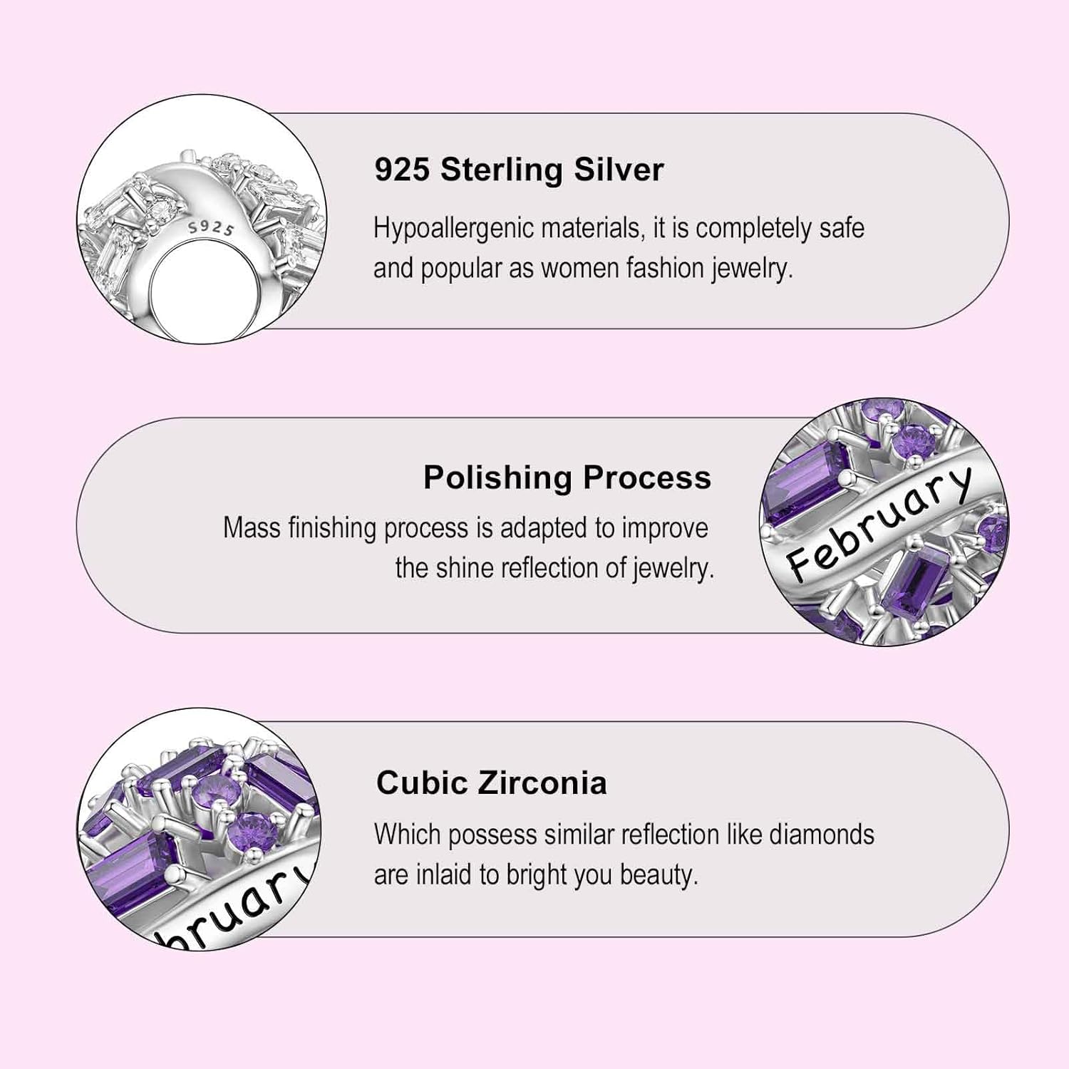 SEVENWELL Birthstone Charms for Charms Bracelet, 925 Sterling Silver 5A Cubic Zirconia Openwork Bead, Birthday Mother's Day Christmas Jewelry Gifts for Women, Jan-Dec Charm - Image 6