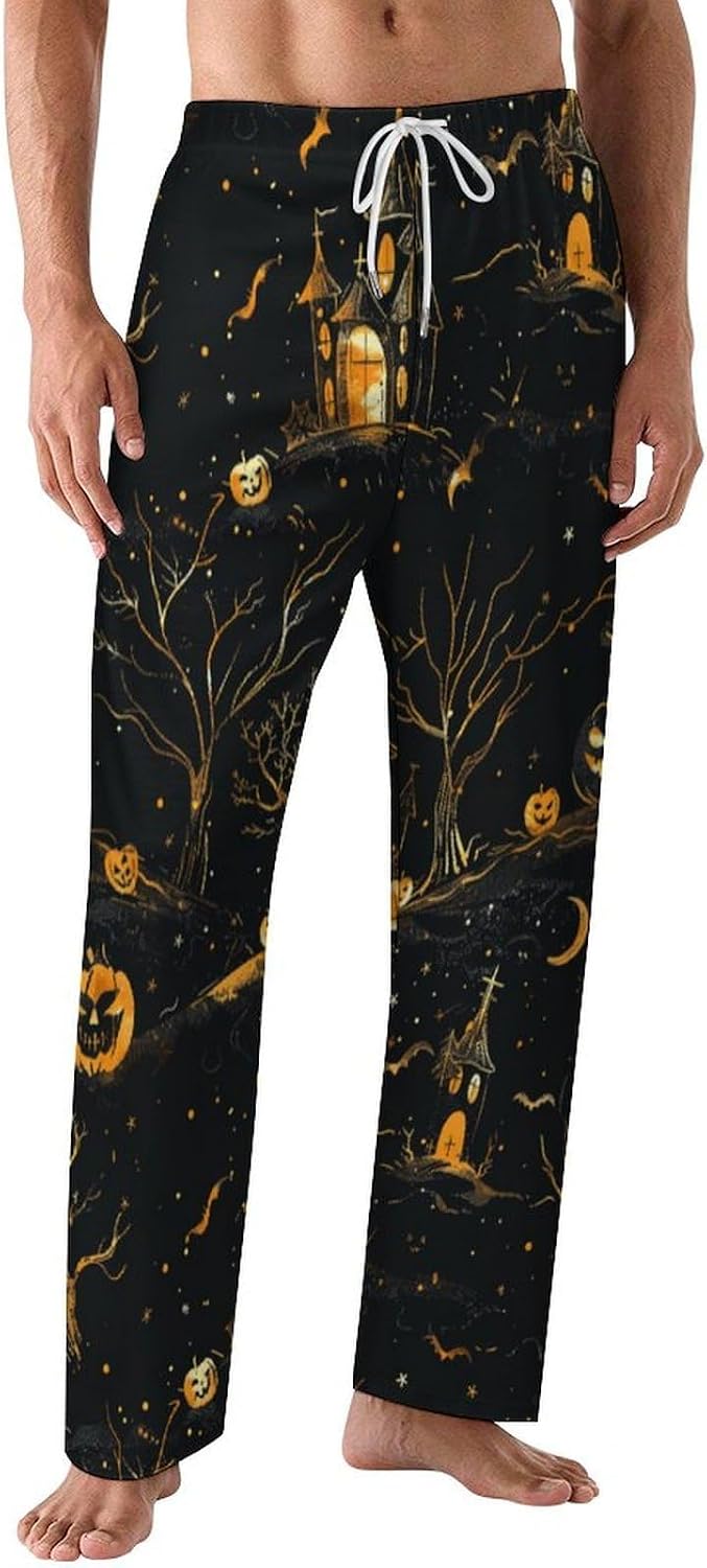 Men's Lounge Pants with Pockets Soft Casual Pajama Bottoms with Drawstring, Comfy Sleepwear Home Pants for Men