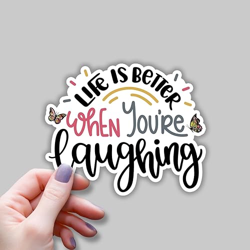 Miniatura 2 de (3 piezas) Life is Better When You're Laughing - Calcomanía motivacional para vaso, frase sarcástica divertida frase inspiradora, calcomanía de
