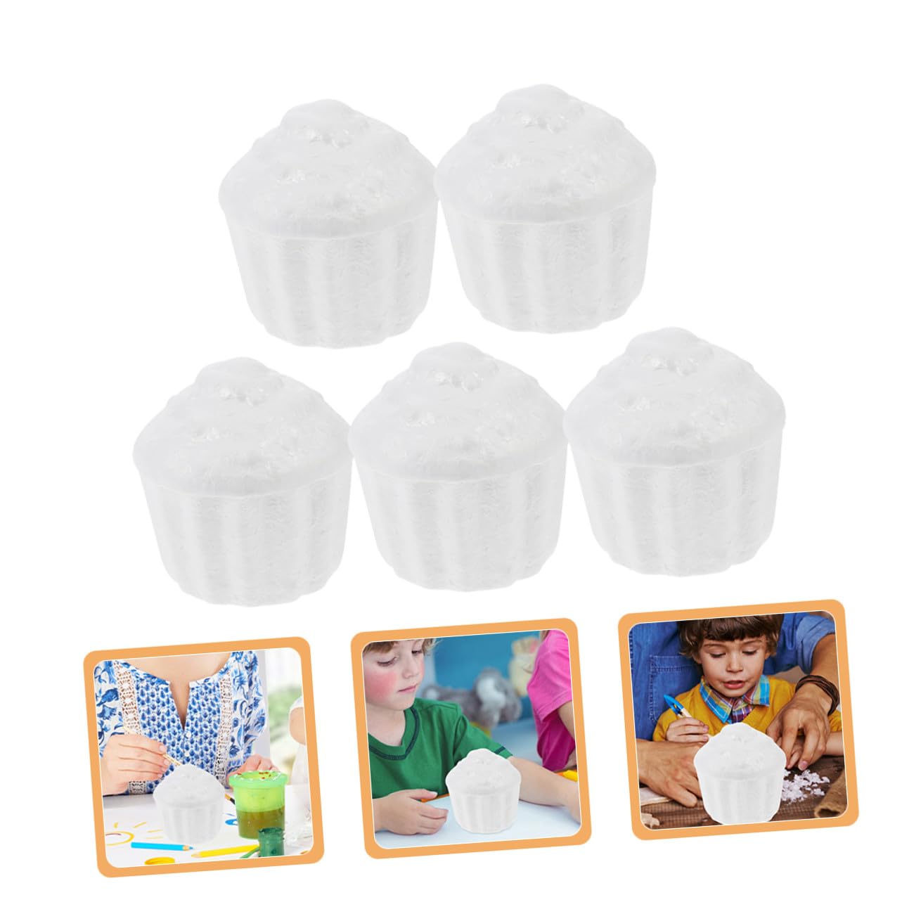 Gatuida 5 Pièces Modèle de Gâteau en Mousse Blanche pour Décoration de Gâteau, Accessoires Créatifs pour Travaux Manuels et Entraînement Pâtisserie Cupcake