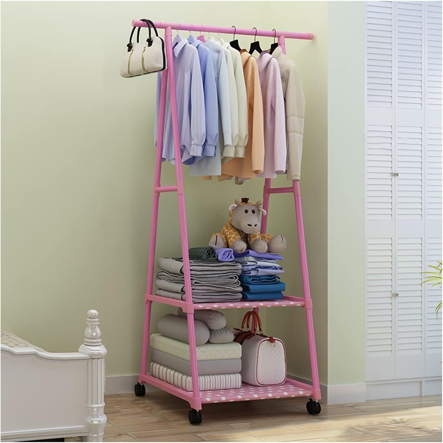 Porte-vêtements pour couloir et chambre à coucher design rose