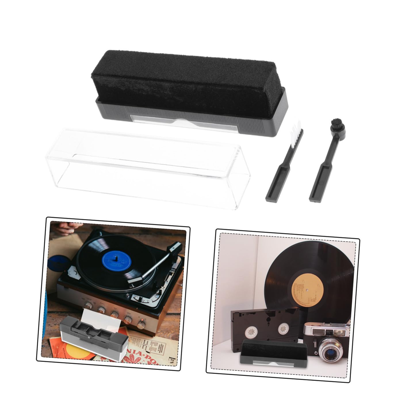 Uonlytech 5sets Kit Di Pulizia Per Dischi in Vinile Spazzola Antistatica e Accessori Per Pulizia Del Giradischi Compatto e Portatile Per Amanti Della Musica e Collezionisti