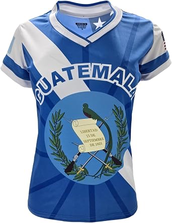 ARZA Womens GuatemalaUSA Soccer Fan Jersey Blue DualFlag Inspired Short Sleeve Lightweight Shirt