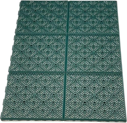 Heavy Duty Interlocking Garden Patio Tiles Weatherproof Non-Slip Plastic Decking Pavers – Outdoor Flooring for Walkways, Lawns, Camping, Patios & Caravans – Easy Clip System – 30x30cm (Green, 20x)