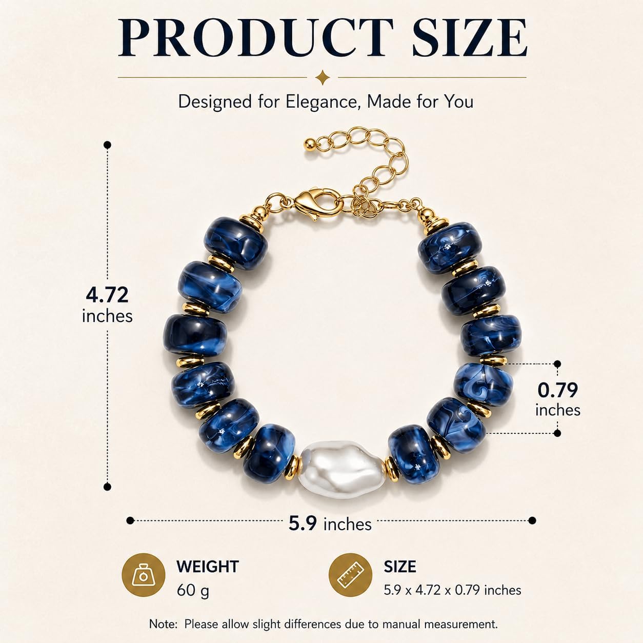 Bead Bracelet for Women Brown Barrel Resin Heart Charm Stretch, Solid Marble Boho Jewelry Gift Neutral Daily Wear image 3