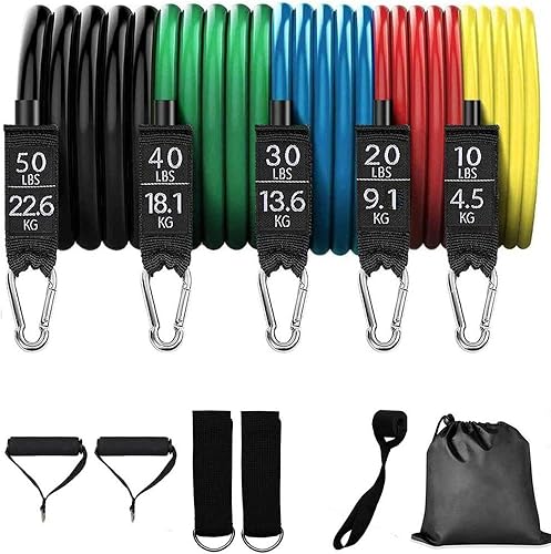 Juego de bandas de resistencia Youlebao, bandas de ejercicio con anclaje para puerta, asas, bolsa de transporte impermeable, correas de tobillo para