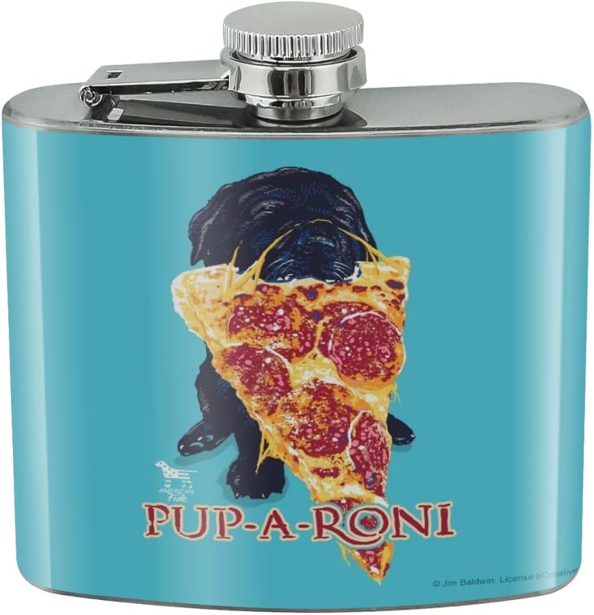 PupARoni Pepperoni Pizza Puppy Dog Humor Funny Stainless Steel 5oz