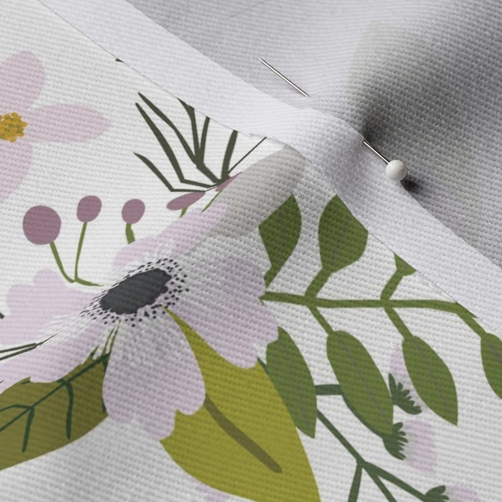 Spoonflower Fabric - Lavender Sprigs Blooms Floral Flowers Purple Printed on Denim Fabric by The Yard - Bottomweight Apparel Home Decor Upholstery