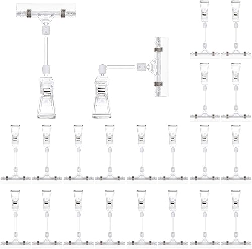 Tarjeta de papel de señal, 25 piezas de pantalla de precios de tabla de etiquetas de promoción Clips de promoción de mercancía de plástico giratorio