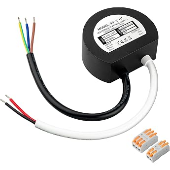 LED Transformer 12 V Transformer 230 V to 12 V 10 W 0.83 A Waterproof IP67 Round LED Transformer for Indoor and Outdoor Lighting