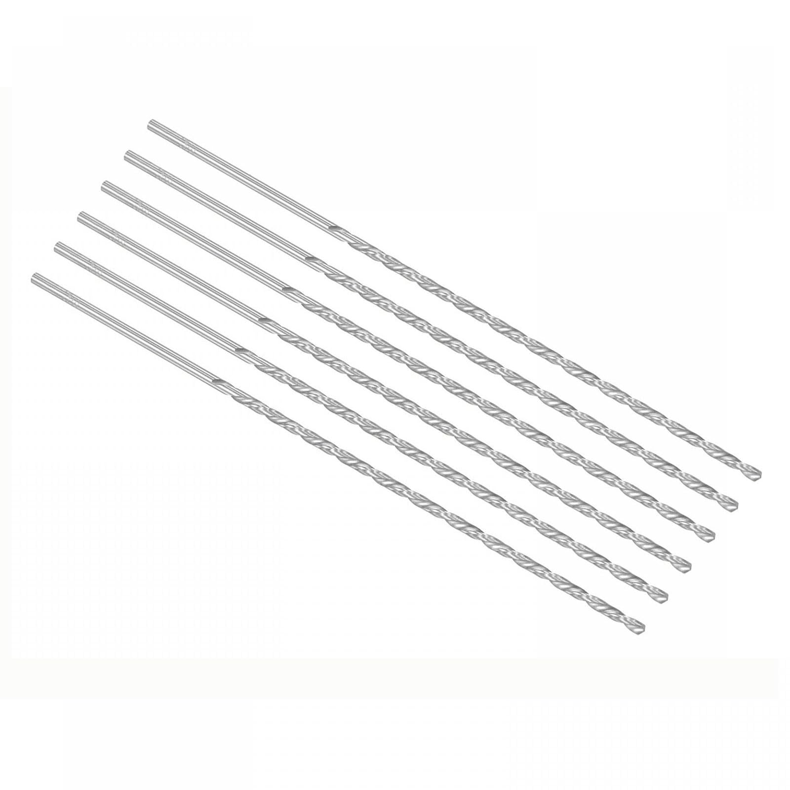 TOP-VIGOR 6Pcs 3mm Dia Extra Long Twist Drill Bits, 160mm Length High Speed Steel Extended Spiral Drill Bit