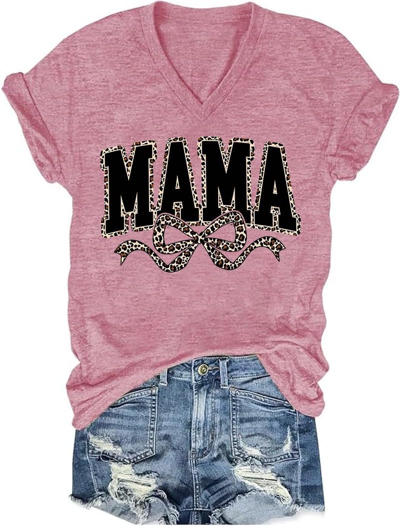 Women's Flowers Graphic V Neck Tee Shirt Cute Casual Summer Tops Short Sleeve Boho T Shirt