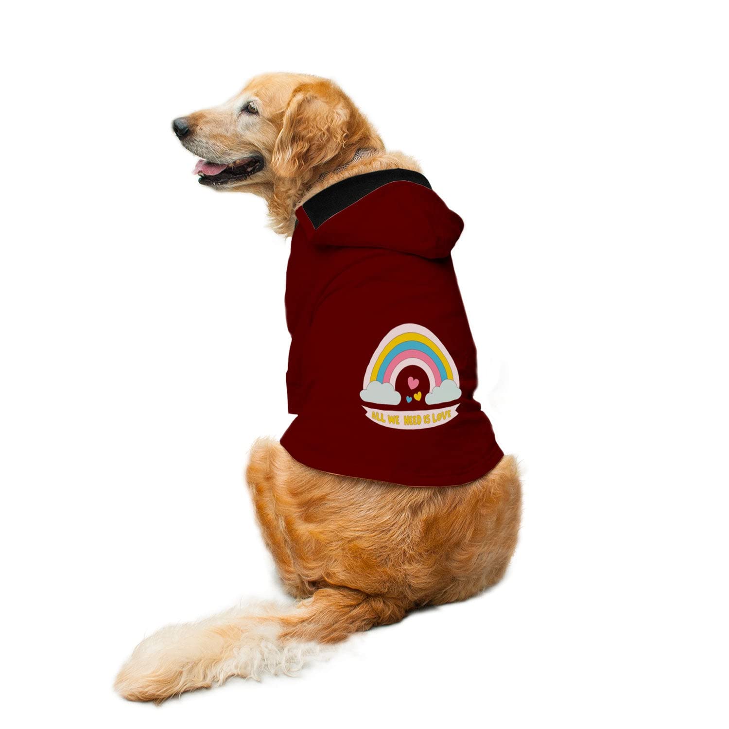 Ruse Pet All We Need is Love Printed Full Sleeves Dog Autumn Winter Hoodie Jacket/Apparel/Clothes/Jackets Gift for Big and Small Dogs.(Maroon/XL) (B0BFXCYNQP) Amazon Price History, Amazon Price Tracker