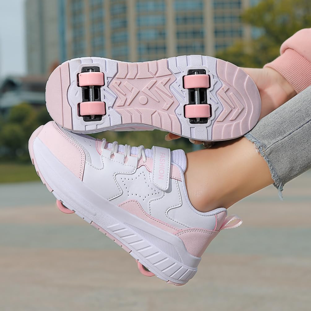 Buty na kółkach dla dziewczynek i chłopców buty na dwóch kołach buty do deskorolki wielofunkcyjne buty 2 w 1 buty sportowe na kółkach, Rolka S1, 33 EU