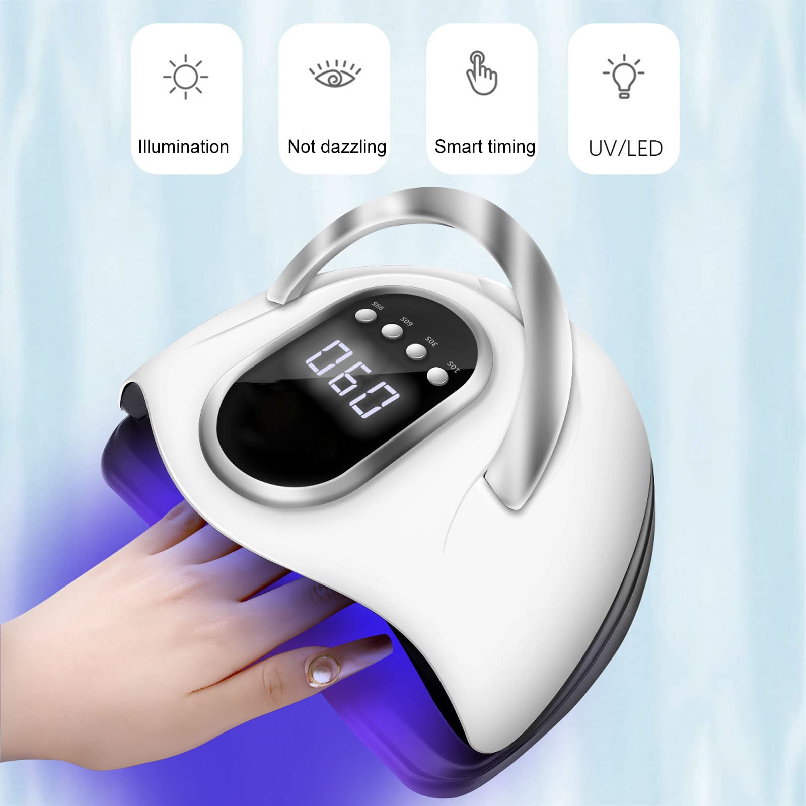 Lampada per Unghie Portatile UV LED 280W Luce Lucidante per Gel Ad Asciugatura Rapida, Lampada per Unghie con Luce per Asciuga Unghie con Chip 66 Luci