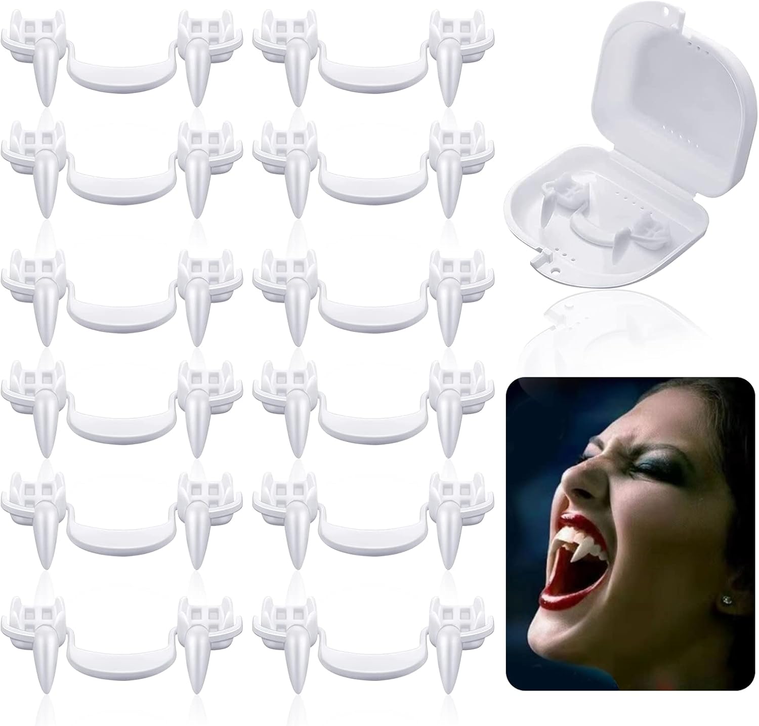 clothmile 12Pcs Retractable Vampire Fangs Halloween Horror