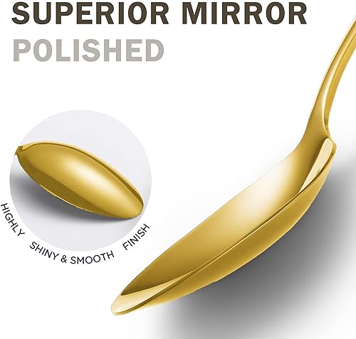 Miniatura 5 de Juego de cubiertos dorados martillados de 20 piezas, juego de cubiertos dorados de acero inoxidable 1810, juego de utensilios de cocina modernos