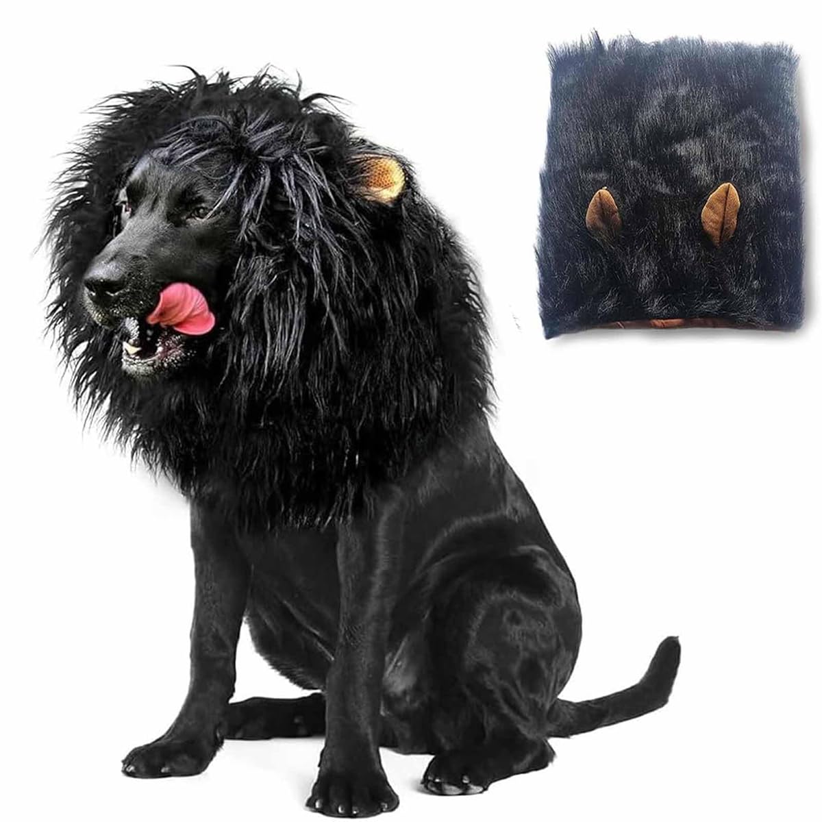 EHOTER Dog Lion Mane Costume Lion Mane for Dog Wig Adjustable Dog Halloween Costumes with Ears Dog Lion Mane Costumes for for Medium and Large Dogs Dog Halloween Costume (M,Black)