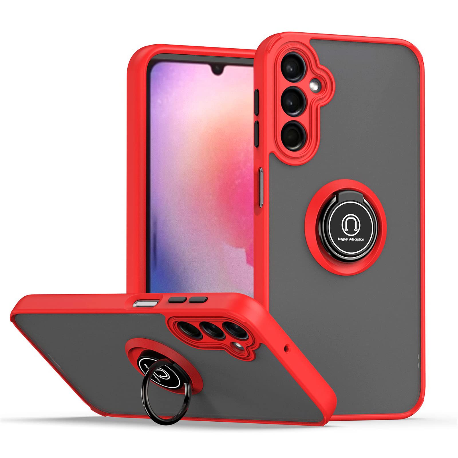 JIAFEI Cover Per Oppo Find X6 PRO Traslucido PC/TPU Silicone Antiurto Custodia Con 360 Girevole Magnetica Ring Supporto, Blu Reale - Foto 8