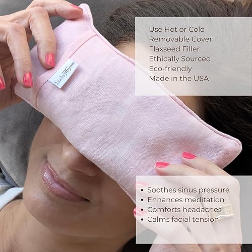 Miniatura 2 de Almohada de ojos de lino orgánico  Lavanda y linaza para relajación, yoga, alivio del estrés  Almohadilla térmica para microondas y compresa fría