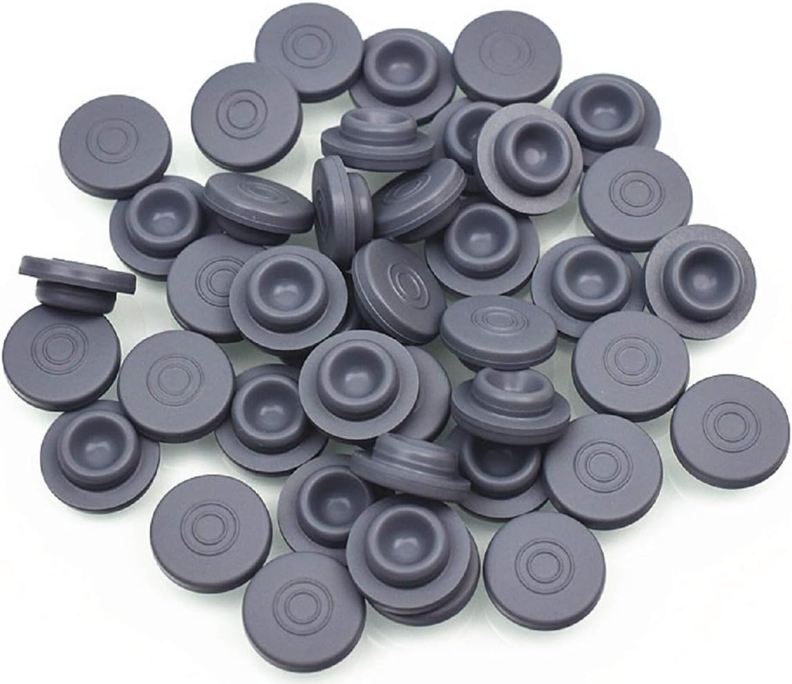 SUCOHANS 100 peices Mushrooms Self Healing Rubber Injection Ports,13mm Rubber Bottle Stoppers, for Sealing 1/4 inch or 7mm Opening